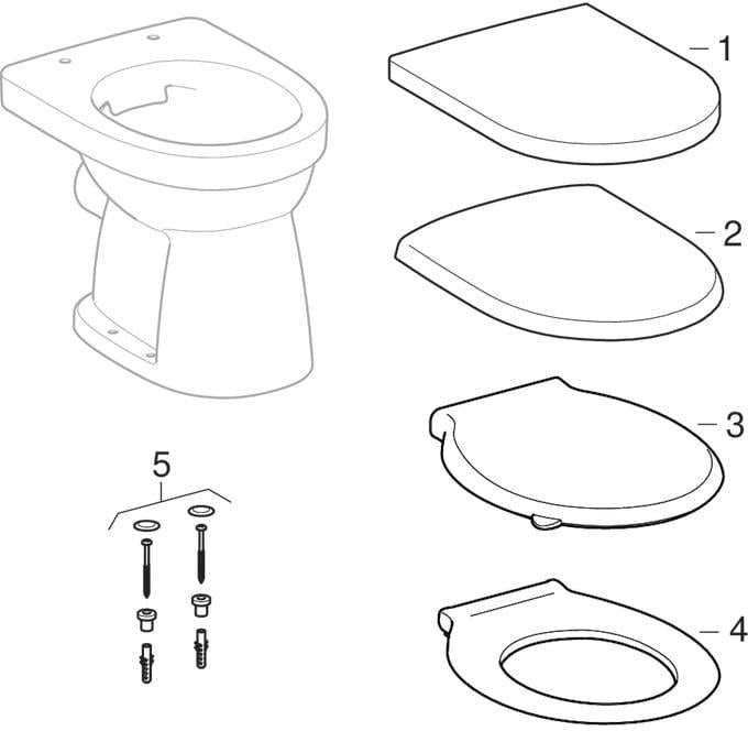 Geberit Renova Stand-WC Flachspüler Rimfree Abgang horizontal weiß
