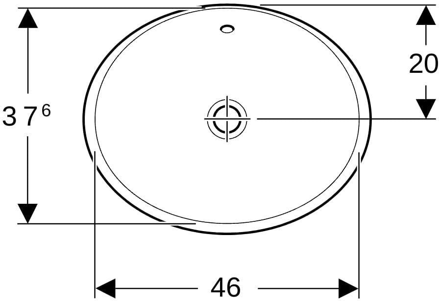 Geberit VariForm Einbauwaschtisch oval 50x40 cm, ohne Hahnloch, mit Überlauf, weiß, KeraTect