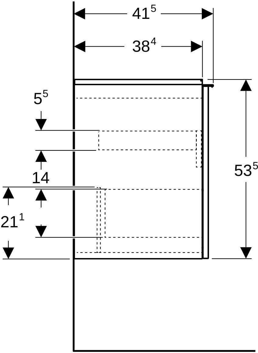 Geberit Acanto Waschtischunterschrank 60 cm – 1 Schublade, 1 Innenschublade, verkürzte Ausladung, weiß hochglänzend