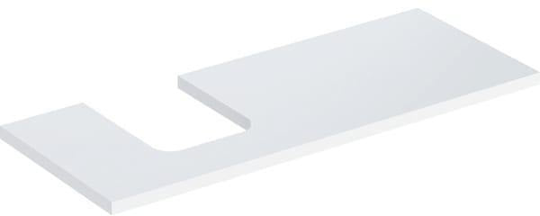 GEBERIT ONE Waschtischplatte 90 cm mit Ausschnitt links, weiß hochglänzend, für Aufsatzwaschtisch Schalenform
