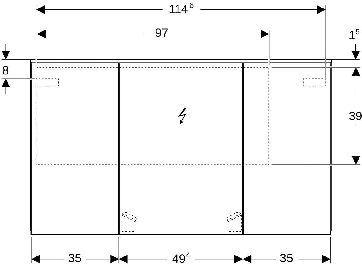 Geberit Option Plus Spiegelschrank mit LED-Beleuchtung, 3 Türen, 90 cm, verspiegelt