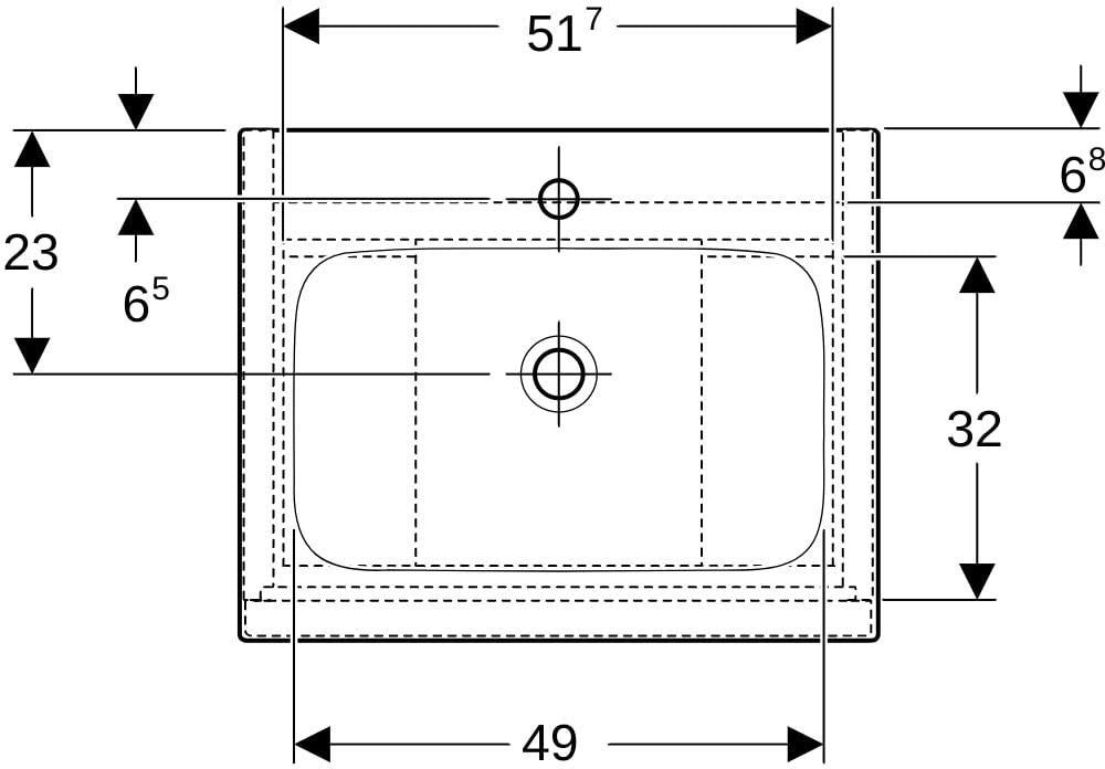 Geberit iCon Waschtischset 60 cm mit Unterschrank und 2 Schubladen in Weiß Hochglanz
