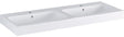 Geberit iCon Doppelwaschtisch 120 cm weiß – Wandmontage, mit Überlauf, 2 Hahnlöcher
