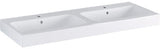 Geberit iCon Doppelwaschtisch 120 cm weiß – Wandmontage, mit Überlauf, 2 Hahnlöcher