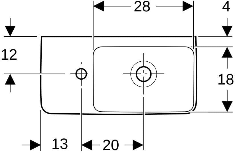 GEBERIT Renova Compact Handwaschbecken 50x25 cm, Hahnloch links, mit Überlauf, weiß