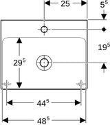 Geberit ONE Aufsatzwaschtisch 50x41 cm rechteckig mit Hahnloch, ohne Überlauf, weiß KeraTect