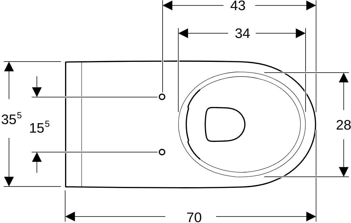 GEBERIT Renova Comfort Wand-WC Tiefspüler Rimfree barrierefrei weiß