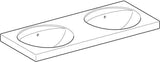 Geberit Preciosa Doppelwaschtisch 130x55 cm ohne Hahnloch, mit Überlauf, weiß