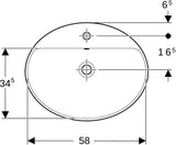 Geberit VariForm Einbauwaschtisch oval 60x48 cm mit Hahnlochbank und KeraTect in Weiß