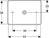 Geberit VariForm Aufsatz-Waschtisch 55x40 cm, weiß, KeraTect, ohne Hahnloch