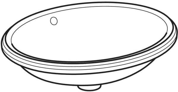 Geberit VariForm Unterbauwaschtisch oval 56x46 cm, weiß, KeraTect, ohne Hahnloch