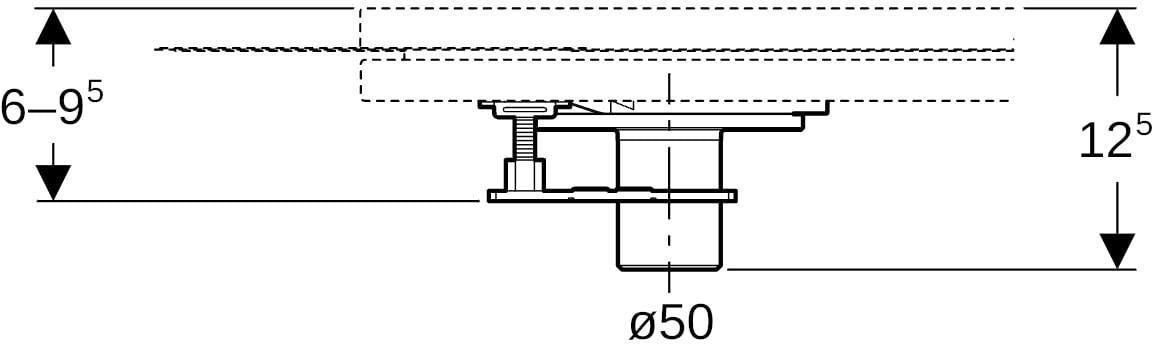 Geberit Ablaufanschluss mit 4 Füßen für Setaplano Duschfläche – DN 50