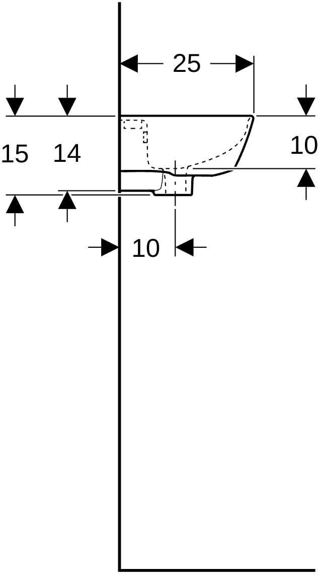 Geberit Renova Handwaschbecken 36x25 cm, Hahnloch rechts, mit Überlauf, KeraTect Weiß