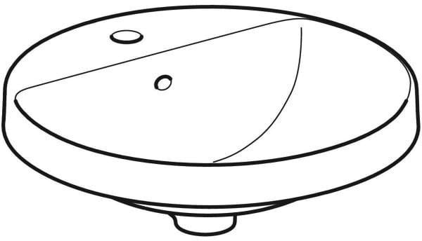 Geberit VariForm Einbauwaschtisch rund 48 cm mit Hahnlochbank und KeraTect Weiß
