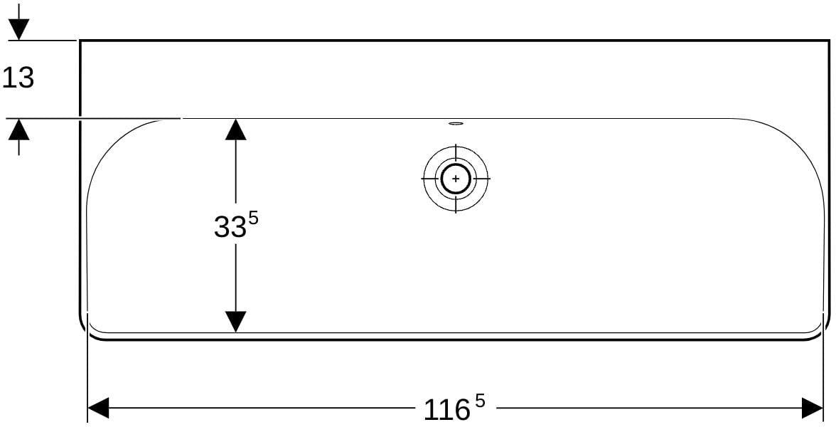 Geberit Smyle Waschtisch eckig 120x48cm ohne Hahnloch mit Überlauf weiß