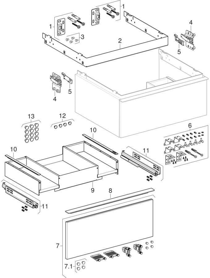 Geberit iCon Unterschrank für Waschtisch, 1 Schublade, 88,8 cm, weiß hochglänzend