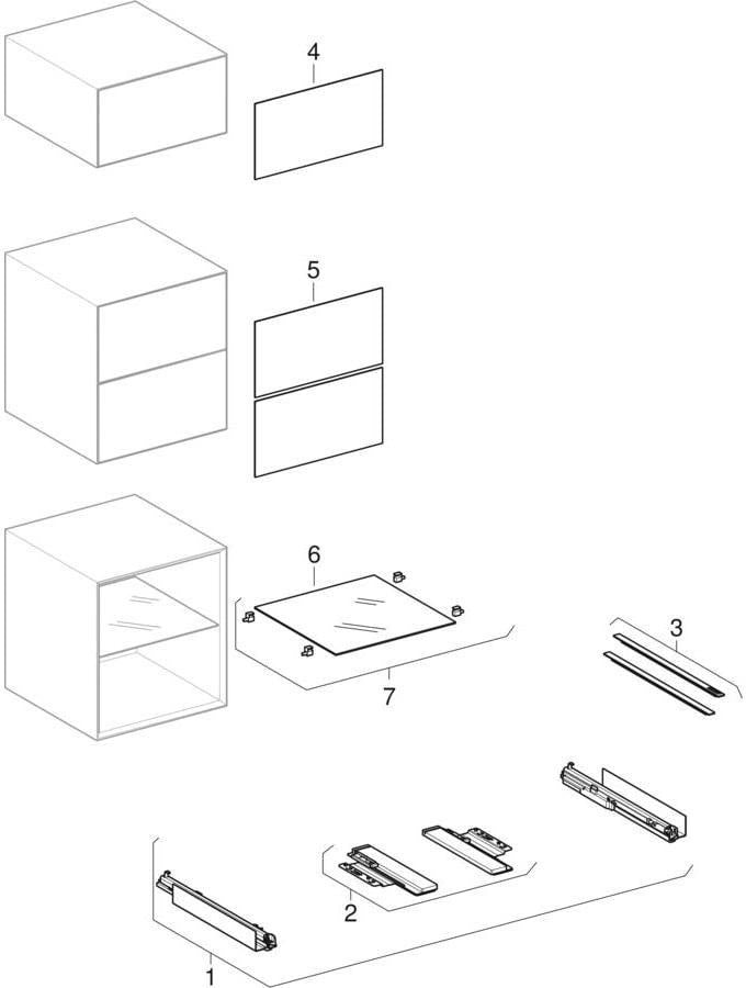 Geberit ONE Seitenschrank mit 1 Schublade, 45 cm, weiß hochglänzend, Push-to-open
