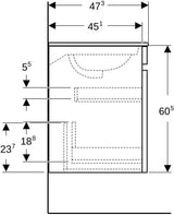Geberit Renova Plan Unterschrank für Möbelwaschtisch, 1 Schublade, Nussbaum hickory hell, 53,8 cm