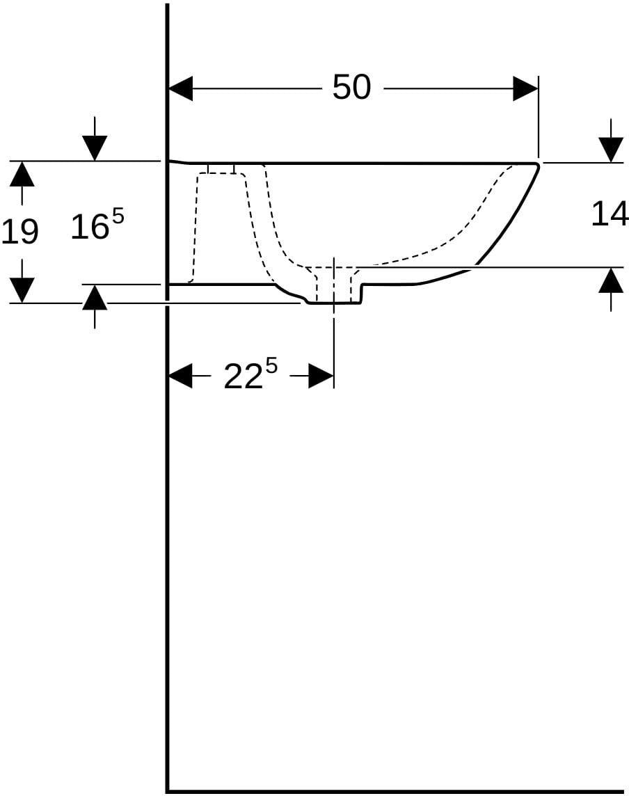 Geberit Renova Waschtisch 60x48 cm mit Hahnloch mittig, ohne Überlauf, weiß, KeraTect