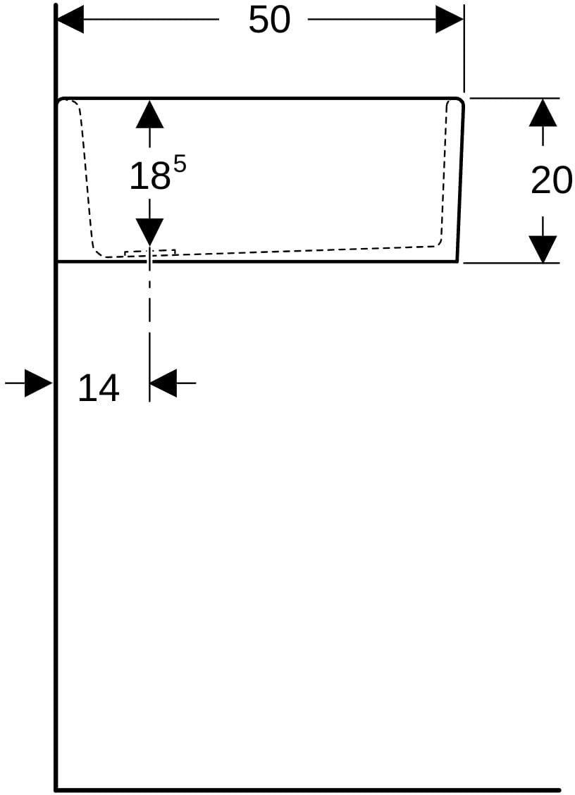 GEBERIT Publica Mehrzweckbecken 50x14x40 cm, weiß, ohne Überlauf