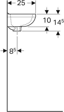 Geberit Handwaschbecken FIDELIO 370x250mm mit Überlauf ohne Hahnloch weiß