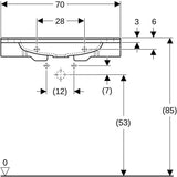 Geberit Publica Waschtisch 70x55 cm weiß matt, demenzgerecht, barrierefrei, ohne Hahnloch