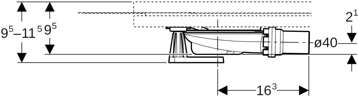 Geberit Duschwannenablauf für Setaplano – Sperrwasserhöhe 30 mm, DN 40, mit 4 Füßen