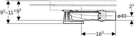 Geberit Duschwannenablauf für Setaplano – Sperrwasserhöhe 30 mm, DN 40, mit 4 Füßen