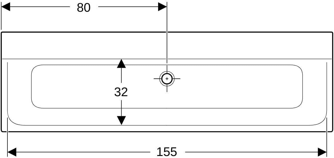 GEBERIT Xeno2 Möbelwaschtisch 160x48cm weiß-alpin – Varicor, antibakteriell, ohne Hahnloch & Überlauf