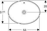 Geberit VariForm Einbauwaschtisch oval 55x40 cm, ohne Hahnloch, mit Überlauf, weiß, KeraTect