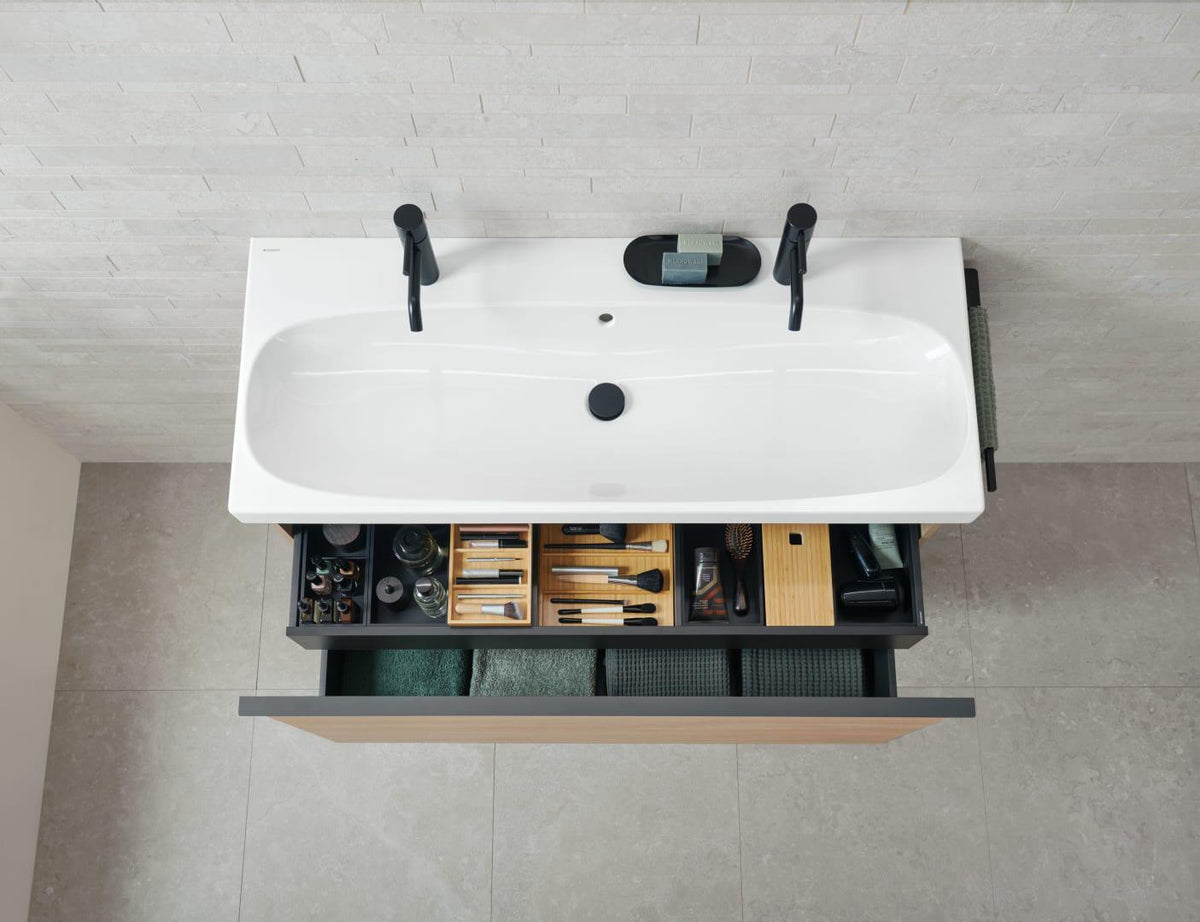 Geberit Acanto Waschtisch 120x48 cm weiß mit Überlauf und zwei Hahnlöchern