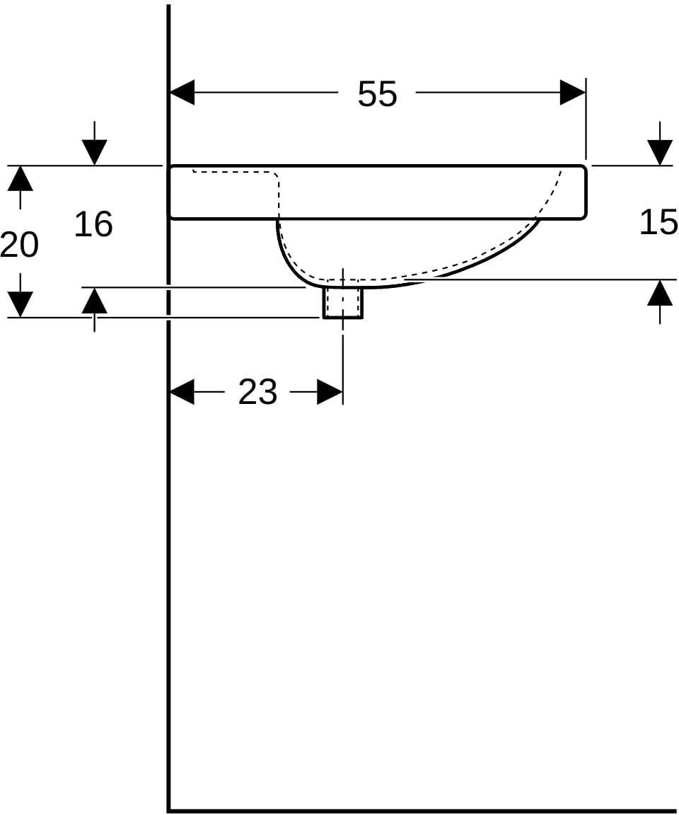 GEBERIT Preciosa Doppelwaschtisch 130x55 cm mit Hahnlochbank, Überlauf & KeraTect