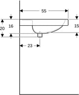 GEBERIT Preciosa Doppelwaschtisch 130x55 cm mit Hahnlochbank, Überlauf & KeraTect