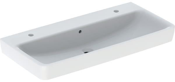 Geberit Renova Plan Waschtisch 100x48 cm, 2 Hahnlöcher, mit Überlauf, weiß