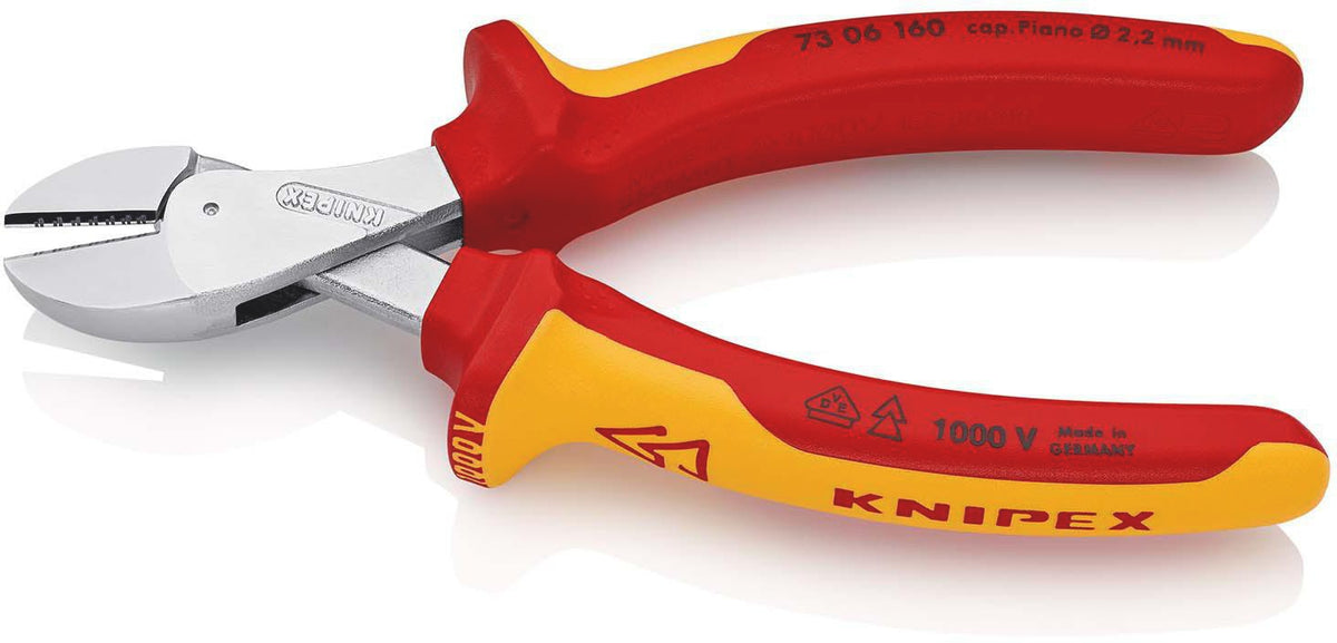KNIPEX X-Cut® Kompaktseitenschneider VDE 160 mm – 40 % Kraftersparnis, für Pianodraht