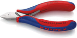 KNIPEX Elektronikseitenschneider 130 mm Form 0 mit Facette und 2K-Hülle, spiegelpolierter Kopf