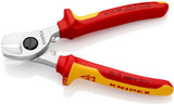 KNIPEX Kabelschere 165 mm VDE-isoliert, verchromter Kopf, Mehrkomponenten-Hüllen, Form 2