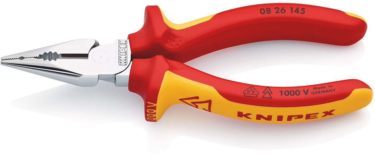 KNIPEX Spitzkombizange 145 mm VDE-isoliert, Mehrkomponentenhüllen, verchromt