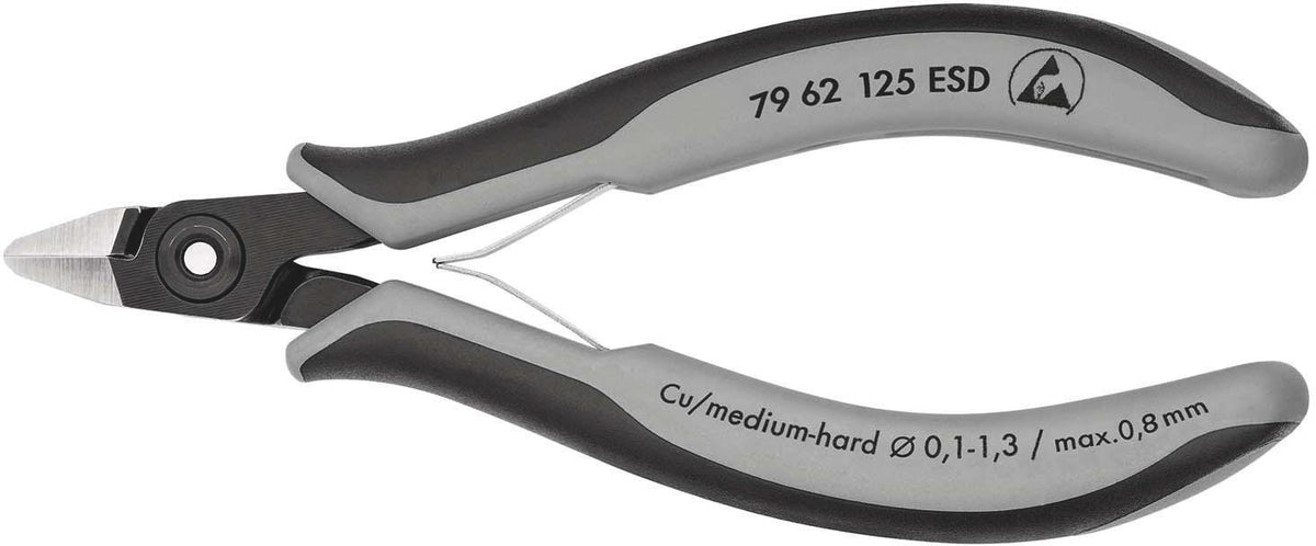 KNIPEX Präzisions-Elektronik-Seitenschneider 125 mm ESD Form 6 mit Öffnungsfeder