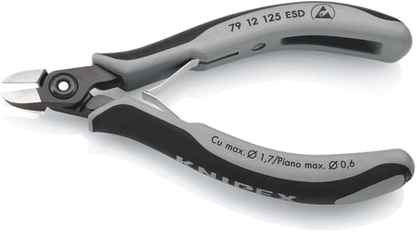 KNIPEX Präzisions-Elektronik-Seitenschneider 125 mm – ESD, induktiv gehärtete Schneiden, feinste Facette