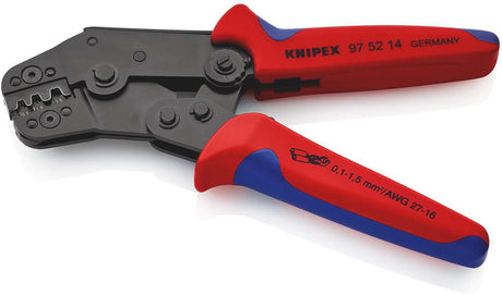 KNIPEX Crimpzange kurze Bauform 195 mm für unisolierte Steckverbinder 0,1-1,5 mm²