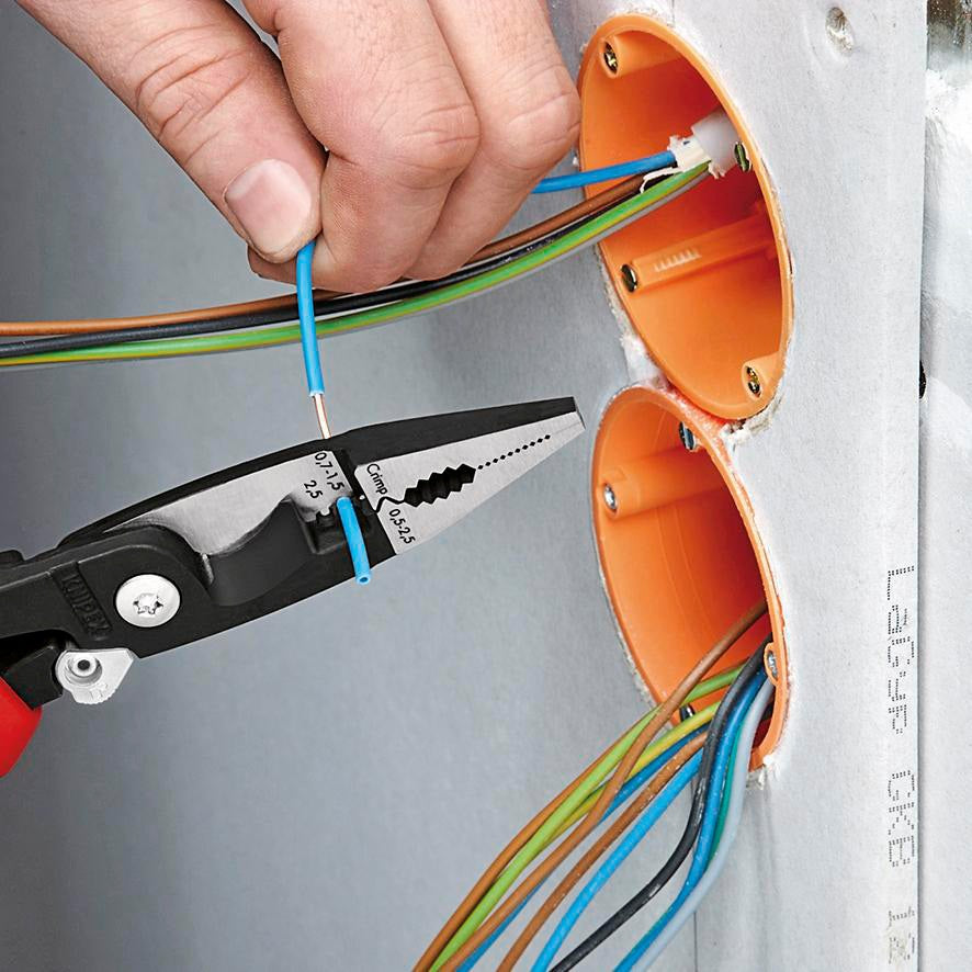 KNIPEX Elektroinstallationszange 200 mm Comfort-Griff – 6-in-1 Werkzeug für die Elektroinstallation