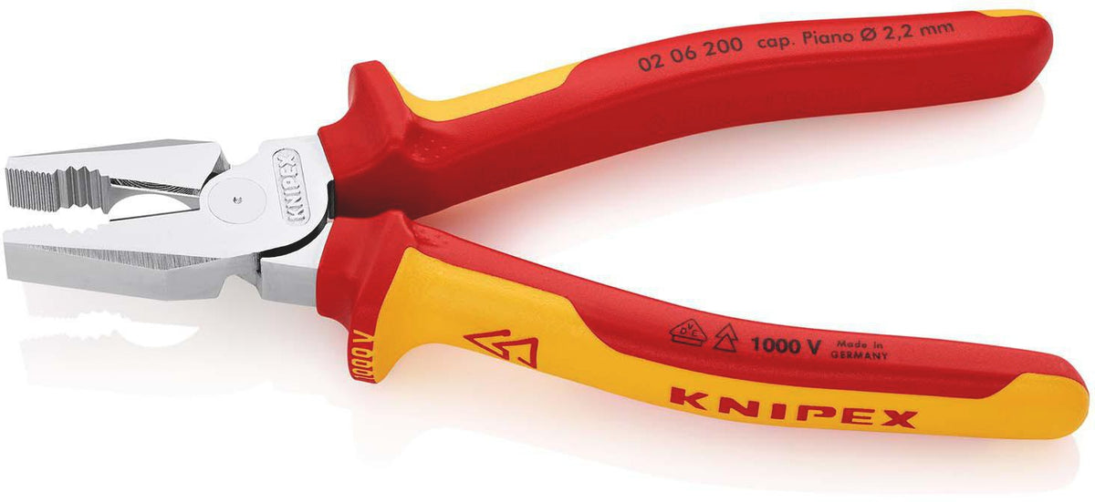 KNIPEX Kraftkombizange VDE 180 mm – 35 % Kraftersparnis, verchromt, Mehrkomponenten-Griff