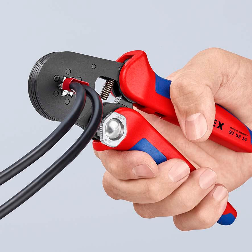 KNIPEX Aderendhülsenzange 180 mm selbsteinstellend 0,08–16 mm² – brünierter Kopf, Mehrkomponenten-Hüllen