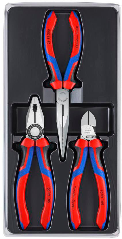 KNIPEX Zangensatz Montage-Paket 3-teilig im Kunststoff-Tiefziehteil mit Mehrkomponenten-Hüllen
