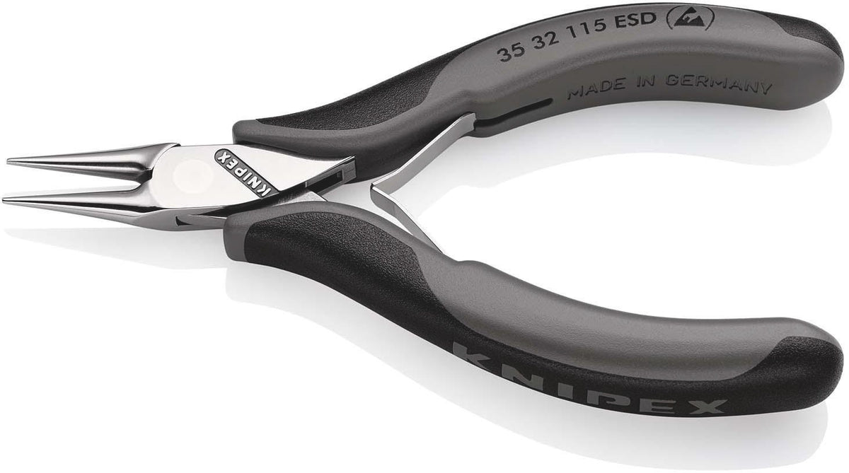 KNIPEX Elektronik-Greifzange ESD 115 mm – flachbreite Backen, spiegelpoliert, Form 3