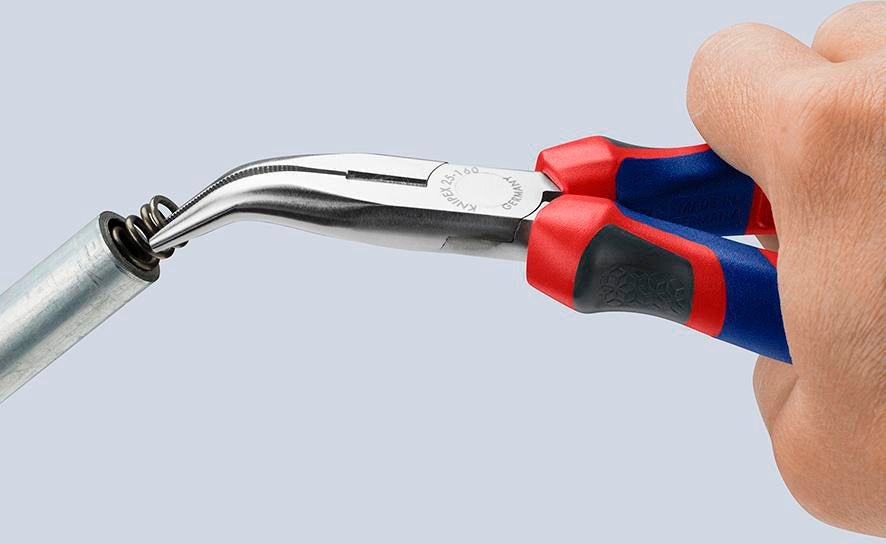 KNIPEX Flachrundzange 160 mm, 40° gewinkelt, Comfort-Griff, mit Schneide