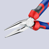 KNIPEX Flachrundzange 140 mm mit Schneide – Radiozange, verchromt, Mehrkomponenten-Hüllen