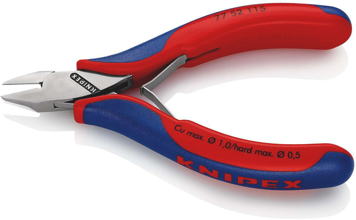 KNIPEX Elektronikseitenschneider 130 mm Form 0 mit Facette und 2K-Hülle, spiegelpolierter Kopf