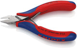 KNIPEX Elektronikseitenschneider 130 mm Form 0 mit Facette und 2K-Hülle, spiegelpolierter Kopf